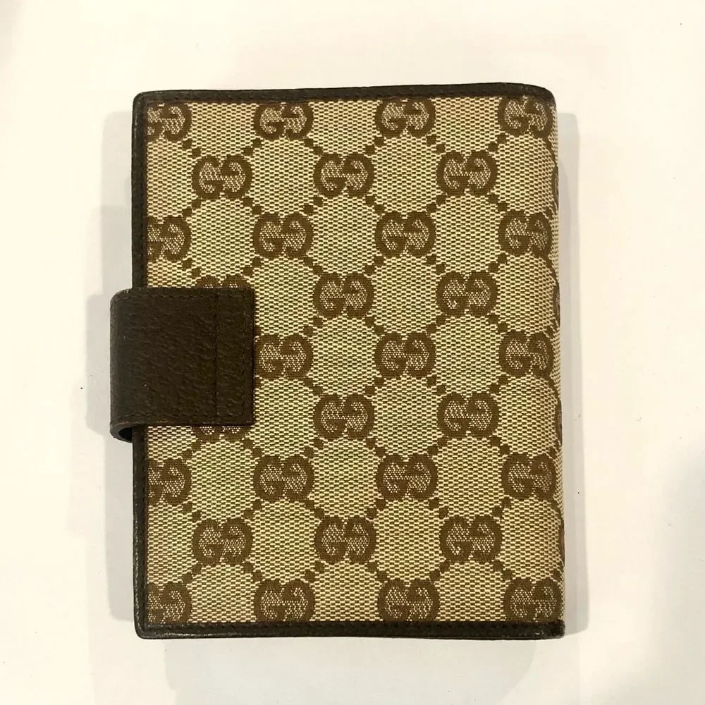 GUCCI MONOGRAM Leather Canvas Agenda Binder Passport Holder Credit Card Wallet